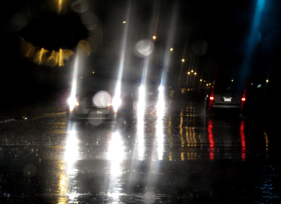 (015 23075) Rainy Night on Front Street - Rossland Road, Ajax, ON